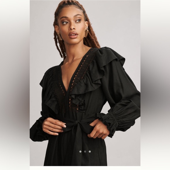 Farm Rio Black Laces & Ruffles Jumpsuit Size M NWT - Picture 3 of 14